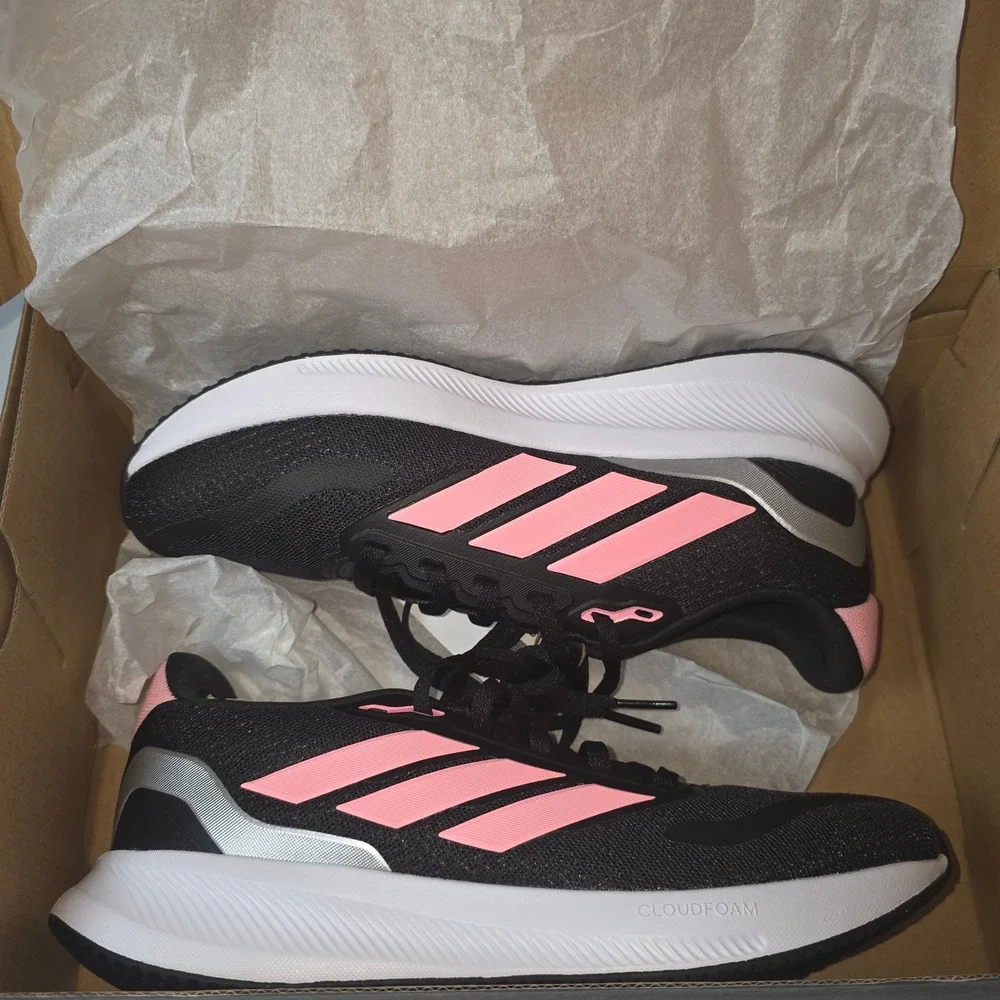 Adidas Runfalcon‎ 5 J Kids Running Shoes Black Pink Silver IE8585 Size 5.5Y NEW